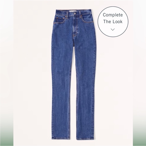 Abercrombie & Fitch Ultra High Rise 90s Slim Straight Jeans Dark Wash - Picture 1 of 12